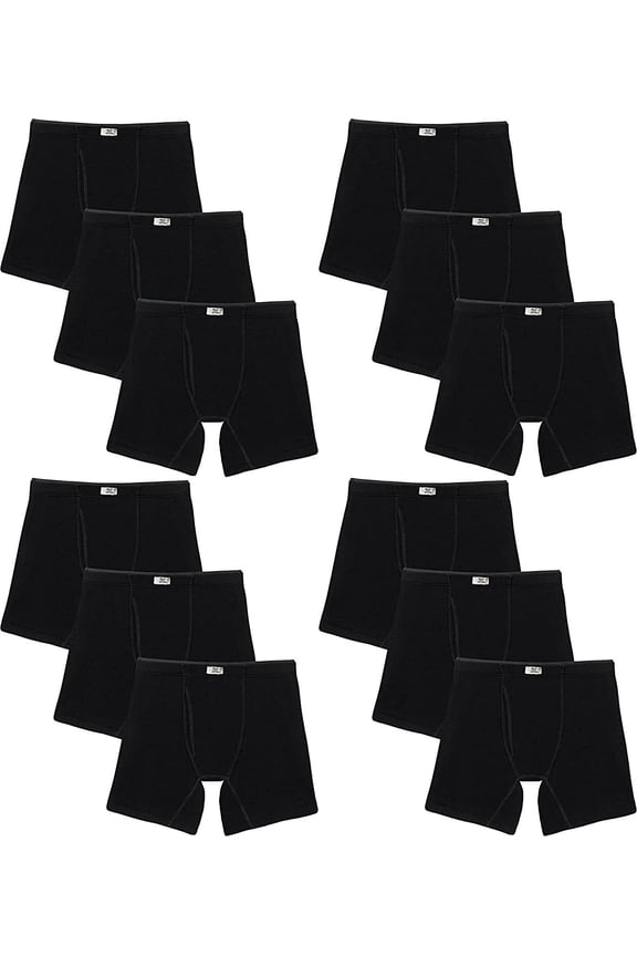 Men's Boxer Briefs Crafted Comfort Stretch Covered Waistband 12-Pack Black 2X
