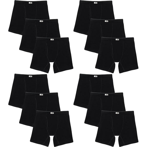 Fruit of the Loom Men's Boxer Briefs Crafted Comfort Stretch Covered Waistband 12-Pack Black 2X