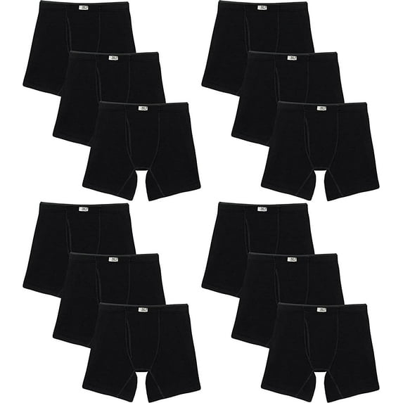 Fruit of the Loom Men's Boxer Briefs Crafted Comfort Stretch Covered Waistband 12-Pack Black 3X