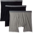 thumbnail image 1 of Fruit of the Loom Men's Boxer Briefs Traditional Fly Assorted - 3pk, Large, BLACK/GREY, 1 of 3