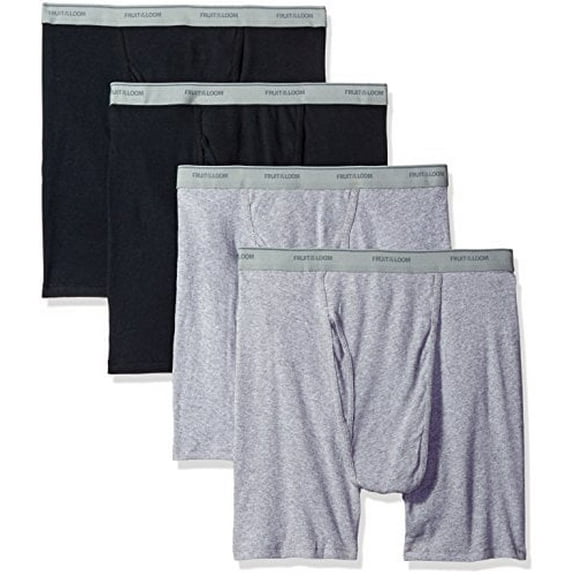 Fruit of the Loom Men's Boxer Briefs (Pack of 4), Black/Gray, XX-Large