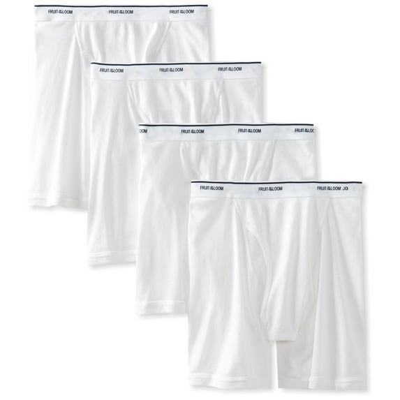 Fruit of the Loom Men's Boxer Briefs , White, Large(Pack of 4)