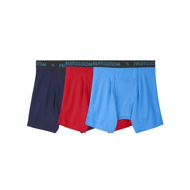 Fruit of the Loom Men's Breathable Cotton Lightweight Micro-Mesh Boxer Briefs, 3-Pack