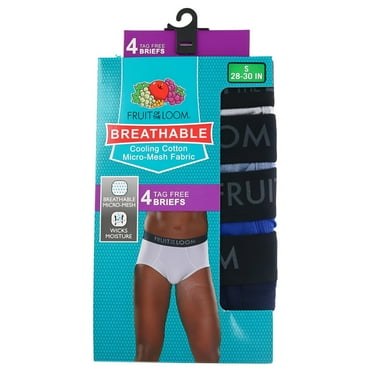Fruit of the Loom Men's Breathable Cotton Micro-Mesh Assorted Briefs, 4 Pack