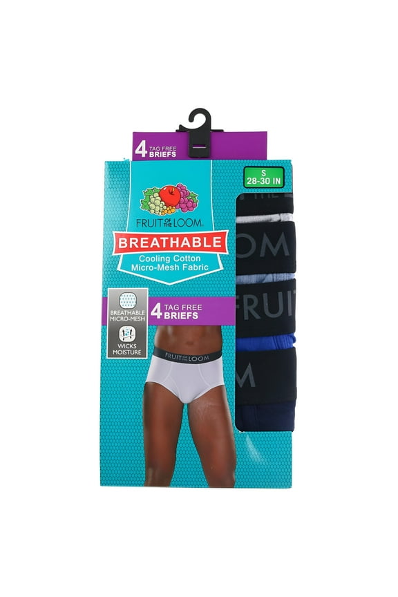 Men's Breathable Cotton Micro-Mesh Assorted Briefs, 4 Pack