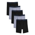 thumbnail image 1 of Fruit of the Loom Men's Breathable Cotton Micro-Mesh Black and Gray Long Leg Boxer Briefs, 5 Pack, 1 of 6