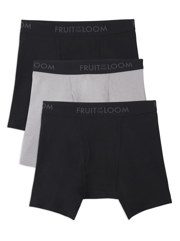Men's Breathable Cotton Micro-Mesh Boxer Briefs, 3-Pack