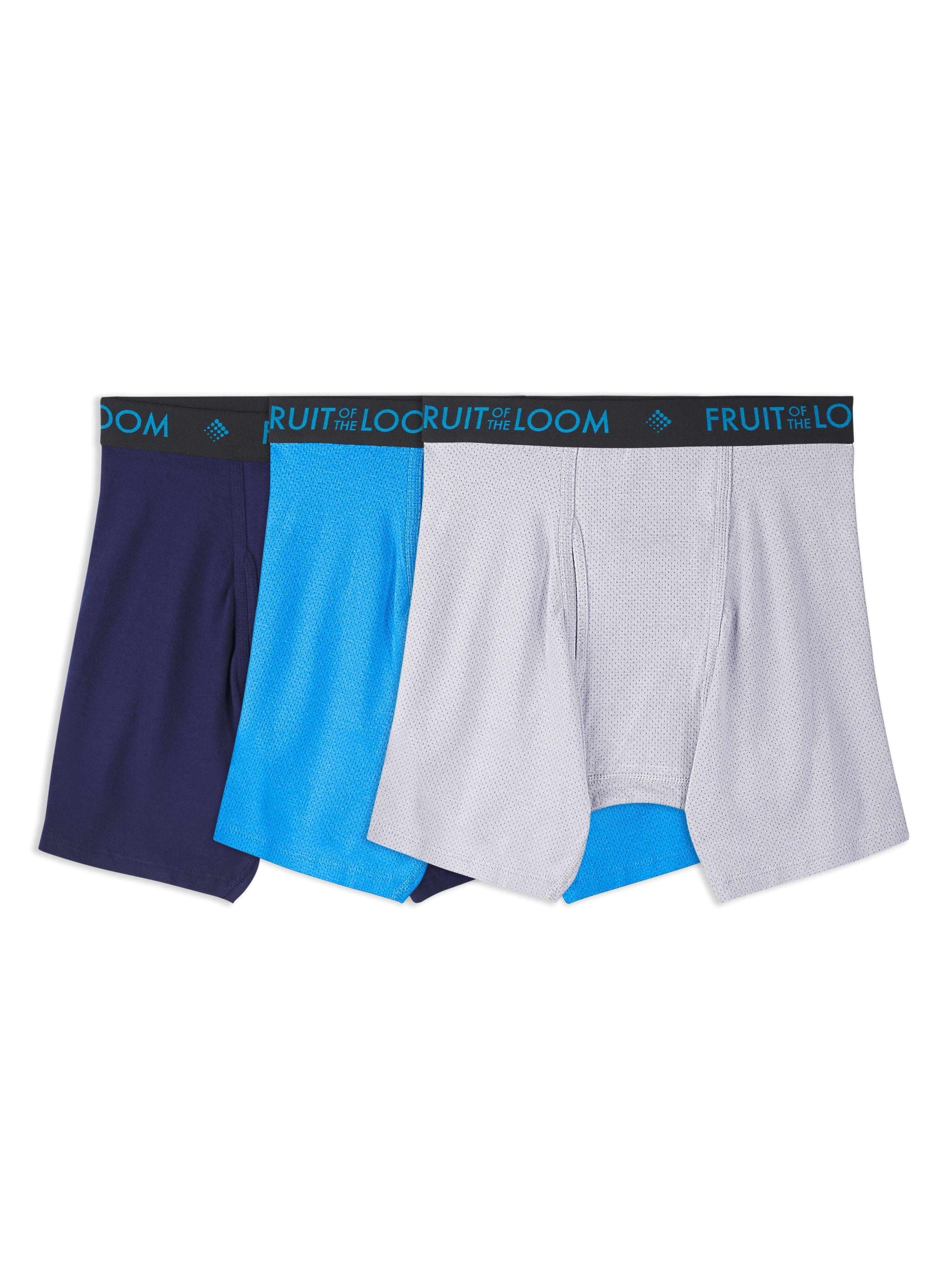 Fruit of the Loom Men's Breathable Cotton MicroMesh Boxer Briefs, 3
