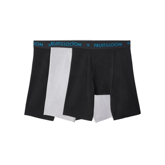 Fruit of the Loom Men's Breathable Cotton Micro-Mesh Long Leg Boxer Briefs, 3-Pack