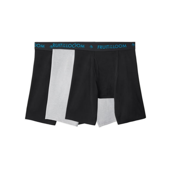 Fruit of the Loom Men's Breathable Cotton Micro-Mesh Long Leg Boxer Briefs, 3-Pack