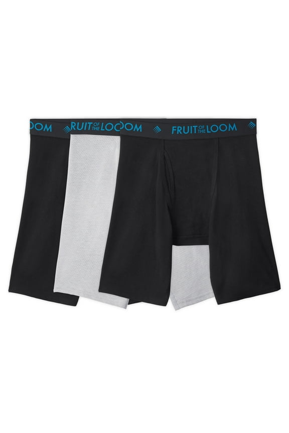 Men's Breathable Cotton Micro-Mesh Long Leg Boxer Briefs, 3-Pack