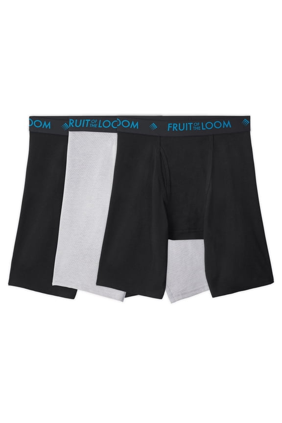 Men's Breathable Cotton Micro-Mesh Long Leg Boxer Briefs, 3-Pack