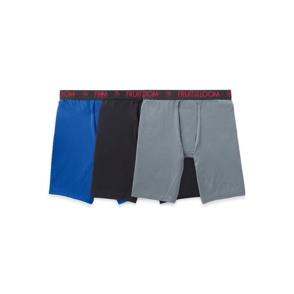 Fruit of the Loom Men's Breathable Micro-Mesh Long Leg Boxer Briefs, 3-Pack