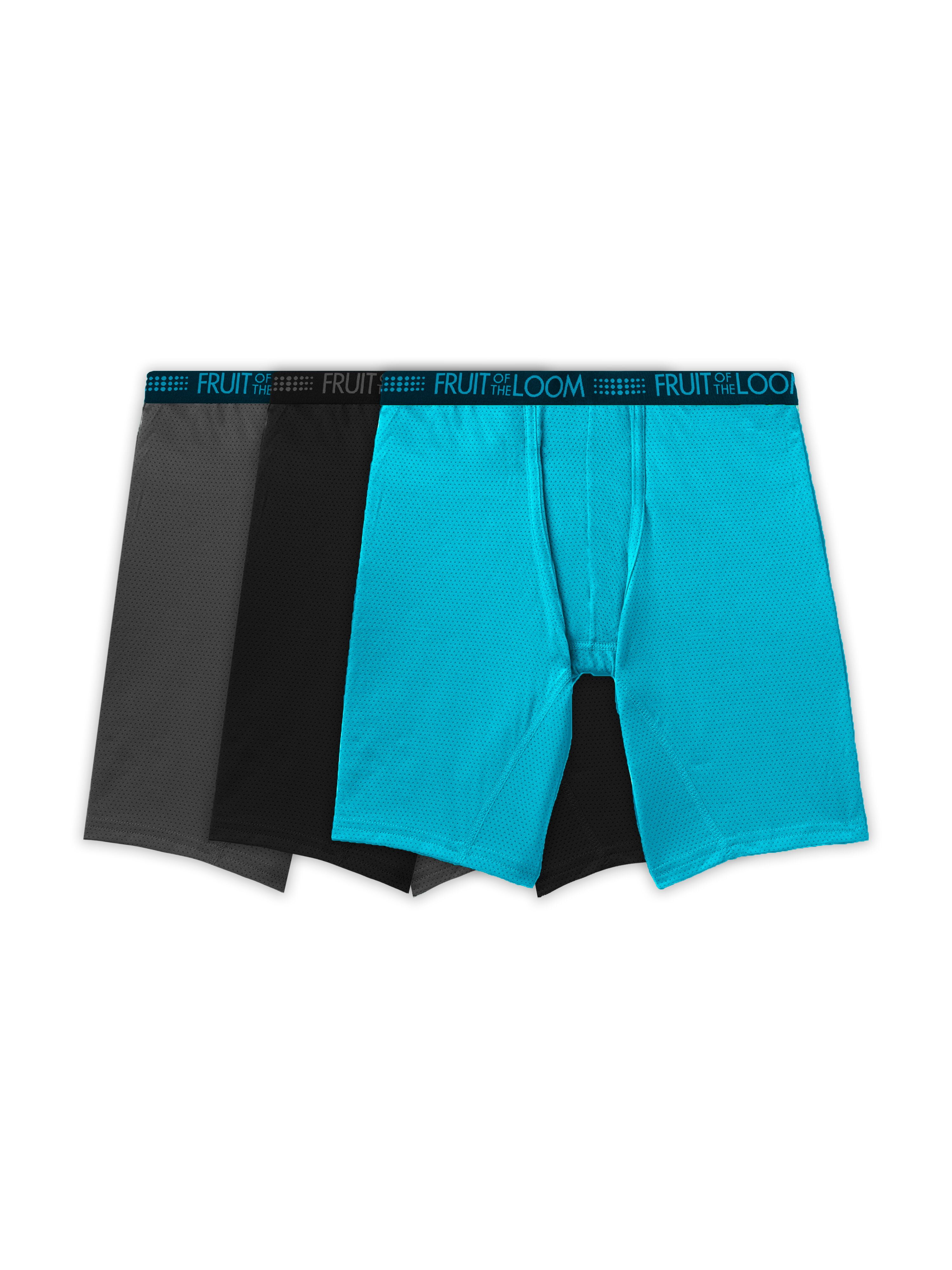 Fruit of the Loom mens Breathable Underwear, Long Leg Boxer Brief - Micro Mesh 3 Pack, X-Large US