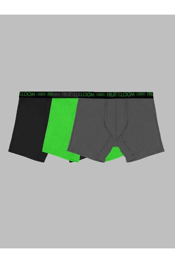 Men's Breathable Micro-Mesh Print and Solid Boxer Briefs, 3 Pack