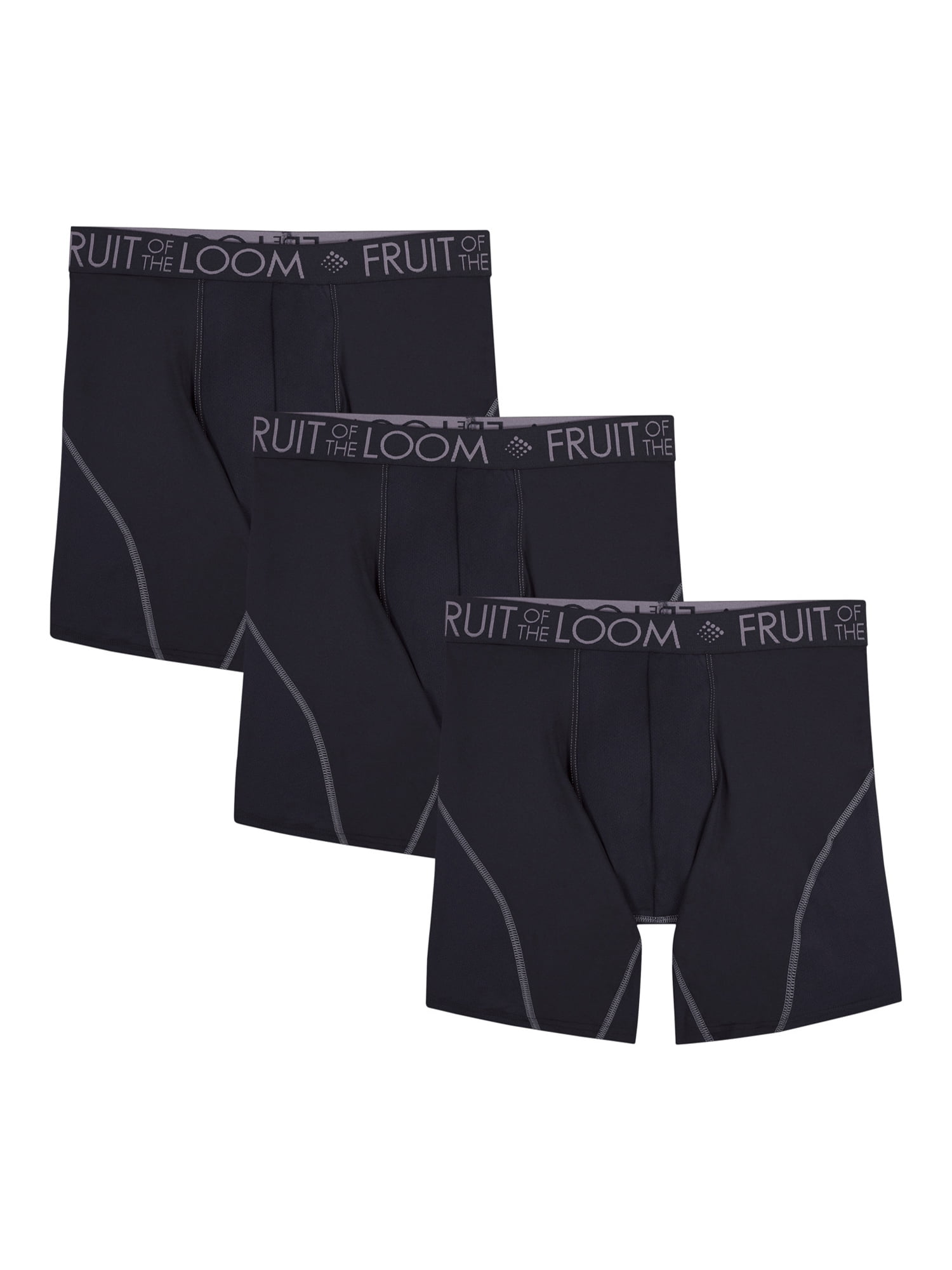 6 Black Gray XL 40-42 Inch Boxer Briefs Fruit Of The Loom EG 102