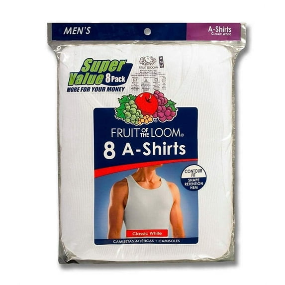 Fruit of the Loom Men's Classic White Tag Free A-Shirts 9 Pack, 2XL
