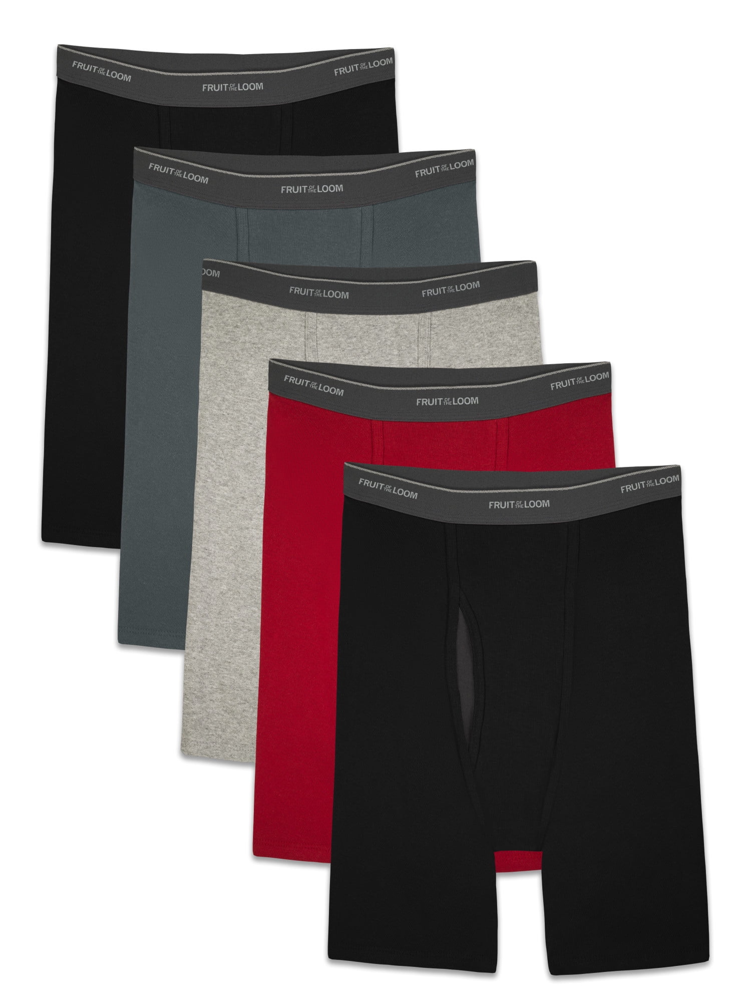 Fruit of the Loom Men's CoolZone Fly Long Leg Boxer Briefs, 5 Pack