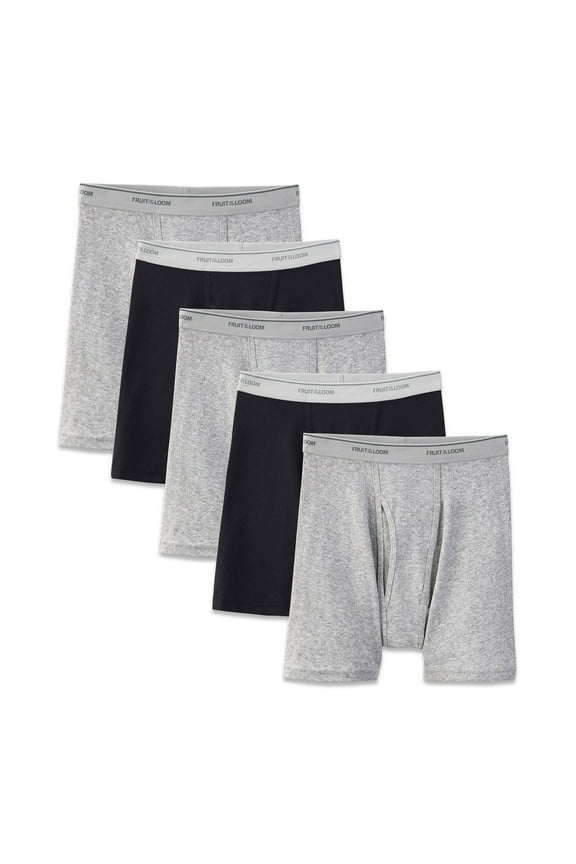 Men's CoolZone Fly Black and Gray Boxer Briefs, Extended Sizes, 3 Pack