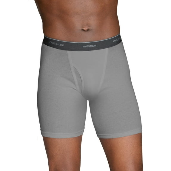 Fruit of the Loom Men's CoolZone Fly Black and Gray Boxer Briefs, Extended Sizes, 4 Pack