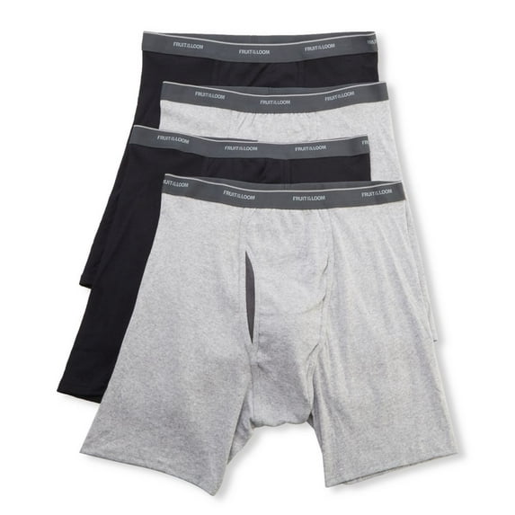 Fruit of the Loom Men's CoolZone Fly Boxer Briefs, Extended Sizes, 4 Pack - Black/Gray, Black/Grey, 2XLarge