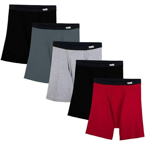 Fruit of the Loom Men's CoolZone Fly Covered Waistband Boxer Briefs, 5 Pack