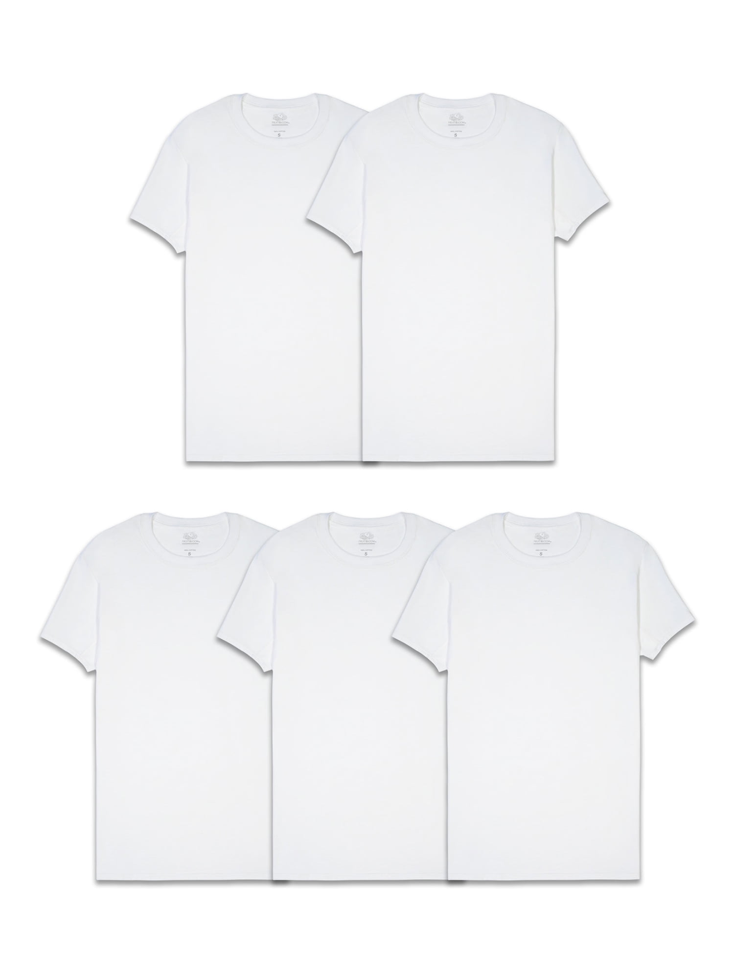 Fruit of the Loom Men's CoolZone White Crew Undershirts, 5 Pack, Sizes