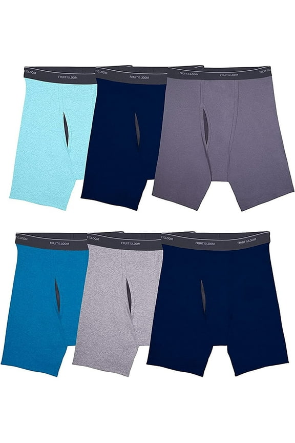 Men's Coolzone Boxer Briefs Assorted Colors, 6 Pack - Black/Gray, X-Large