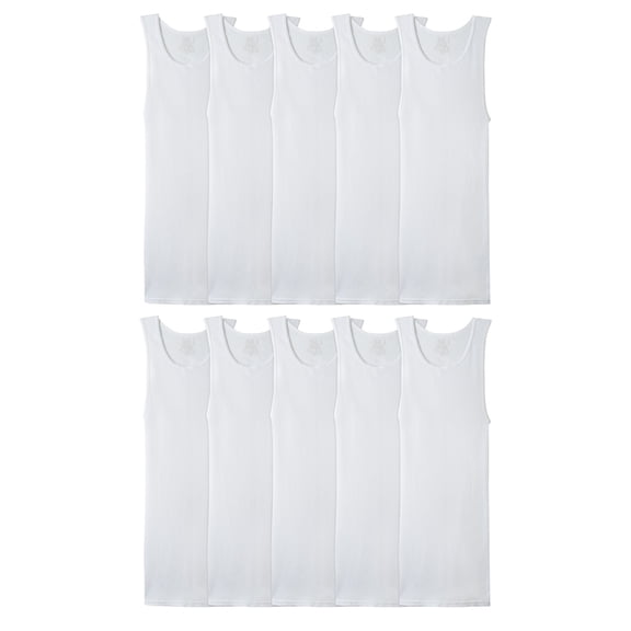 Fruit of the Loom Men's Cotton A‑Shirt Tank Top Undershirts, Moisture‑Wicking, Ribbed, Multipacks, Sizes S–5XB
