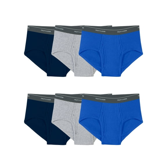 Fruit of the Loom Men's Cotton Briefs, Moisture-Wicking, Mid-Rise Fashion Brief Underwear, 6-Pack, S-5XB