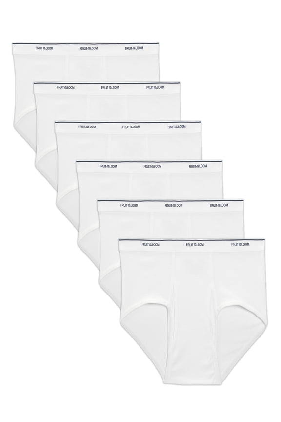 Men's Cotton Briefs, Moisture-Wicking, Full Cut White Brief Underwear, 6-Pack, S-5XB