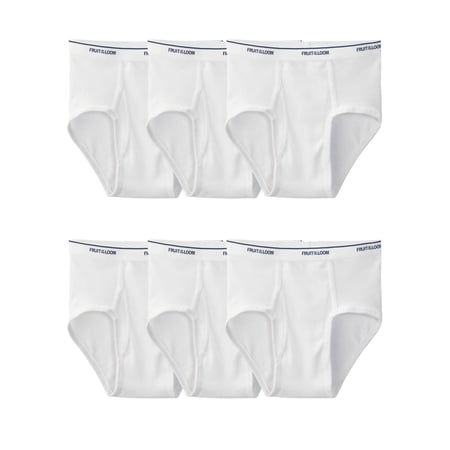 Fruit of the Loom Men's Cotton Briefs, Moisture-Wicking, Full Cut White Brief Underwear, 6-Pack, S-5XB