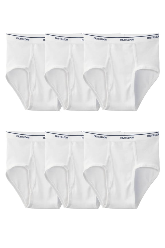 Men's Cotton Briefs, Moisture-Wicking, Full Cut White Brief Underwear, 6-Pack, S-5XB