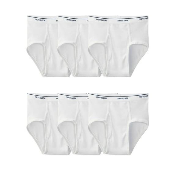 Fruit of the Loom Men's Cotton Briefs, Moisture-Wicking, Full Cut White Brief Underwear, 6-Pack, S-5XB