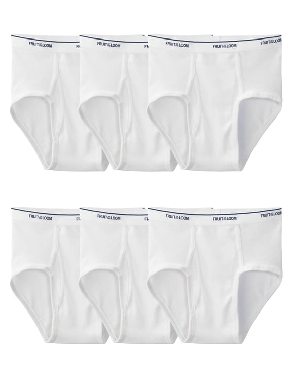 Men's Cotton Briefs, Moisture-Wicking, Full Cut White Brief Underwear, 6-Pack, S-5XB