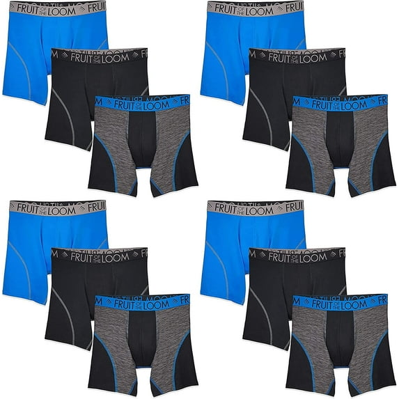 Fruit of the Loom Men's Cotton Performance Boxer Briefs 12 Pack