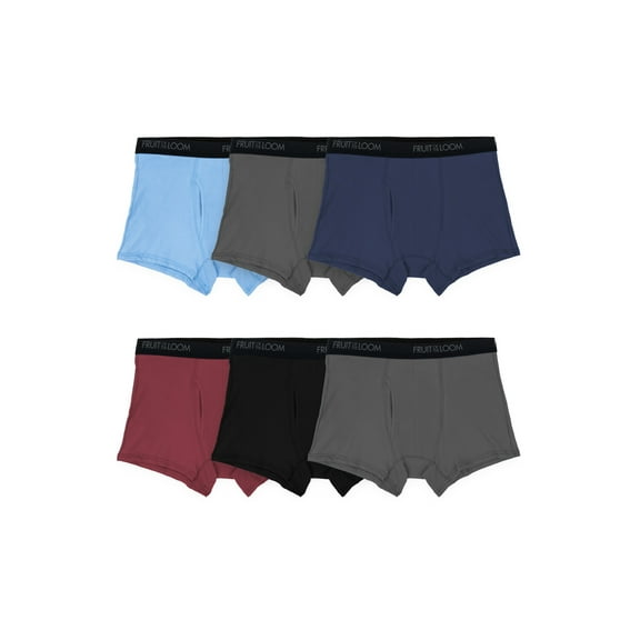 Fruit of the Loom Men's Cotton Stretch Trunk, Short Leg Boxer Brief Underwear, 6-Pack