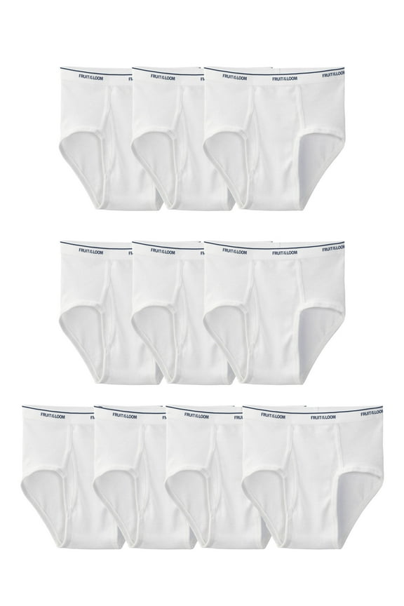 Men's Cotton White Briefs, 10-Pack