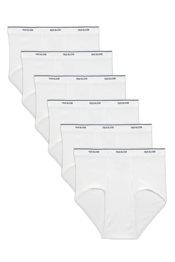 Men's Cotton White Briefs, Extended Sizes, 6 Pack