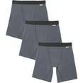thumbnail image 1 of Fruit of the Loom Men's Crafted Comfort Stretch Boxer Briefs, Regular Leg-Black Heather, Large, 1 of 7