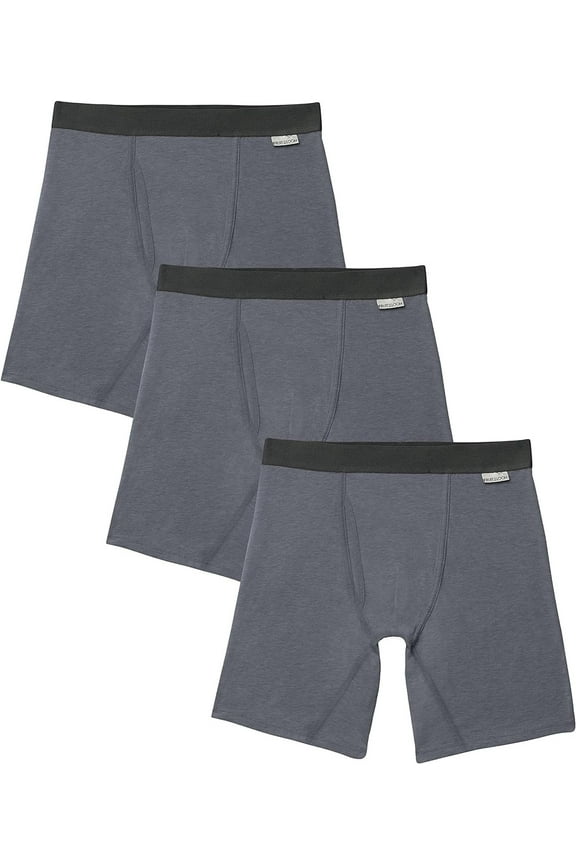 Men's Crafted Comfort Stretch Boxer Briefs, Regular Leg-Black Heather, Large