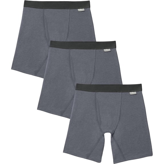 Fruit of the Loom Men's Crafted Comfort Stretch Boxer Briefs, Regular Leg-Black Heather, X-Large