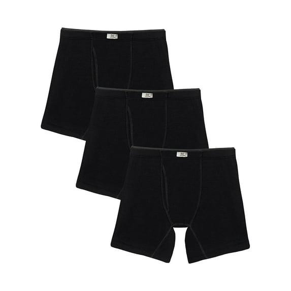 Fruit of the Loom Men's Crafted Comfort Stretch Boxer Briefs, Regular Leg-Covered Waistband-Black, Large
