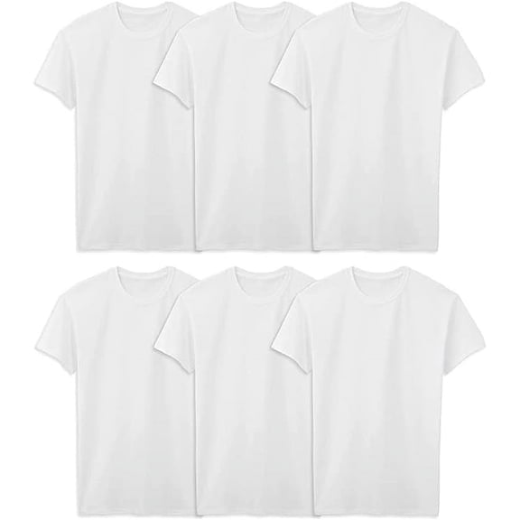 Fruit of the Loom Men's Crafted Cool and Dry Comfort Cotton Blend 60% Cotton, 40% Polyester Crew Neck Undershirts, 6 Pack-White, XX-Large 50-52 IN