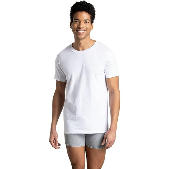 Fruit of the Loom Men's Crafted Cool and Dry Comfort Undershirts, 6 Pack-White, XX-Large