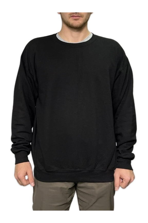 Men's Crew Neck Sweatshirt Irregular Black S-4XL
