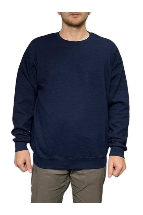 Men's Crew Neck Sweatshirt Irregular Navy S-4XL