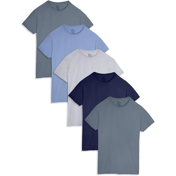 Fruit of the Loom Men's Crew Neck T-Shirt Multipack, Assorted 5 Pack, Small