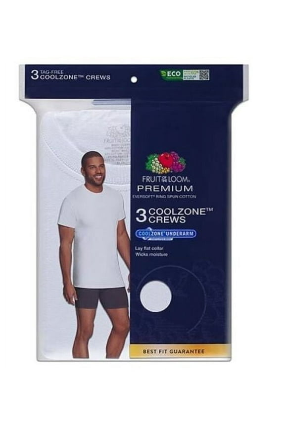 Men's Crew Neck T-Shirt Pack of 3, White, X-Large