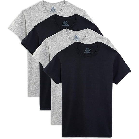 Fruit of the Loom Men's Crew Neck T-Shirt Pack of 4, Black/Gray, XXX-Large